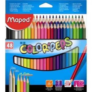 Színes ceruza készlet, háromszögletű, MAPED "Color`Peps", 48 különböző szín