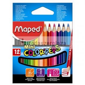 Színes ceruza készlet, háromszögletű, MAPED "Color`Peps Mini", 12 különböző szín