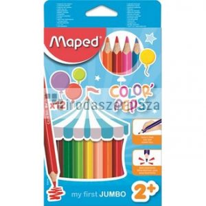 Színes ceruza készlet, háromszögletű, vastag, MAPED "Jumbo", 12 különböző szín