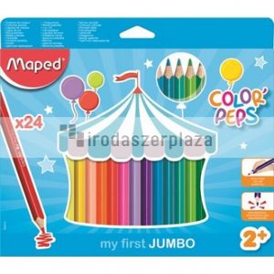 Színes ceruza készlet, háromszögletű, vastag, MAPED "Jumbo", 24 különböző szín