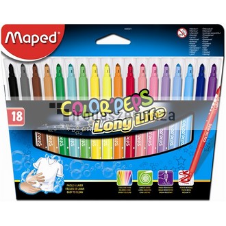Filctoll készlet, mosható, MAPED "Color`Peps", 18 különböző szín
