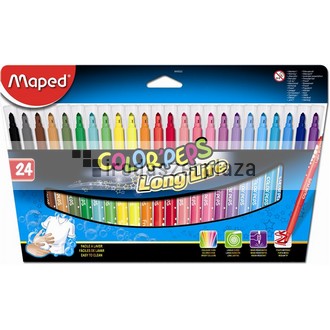 Filctoll készlet, mosható, MAPED "Color`Peps", 24 különböző szín