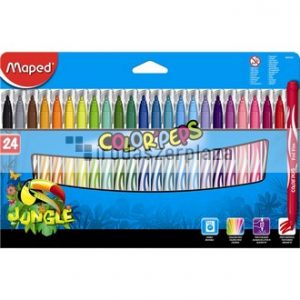 Filctoll készlet, 2,8 mm, kimosható, MAPED "Color`Peps Jungle", 24 különböző szín