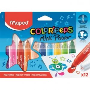 Filctoll készlet, 6,5 mm, kimosható, MAPED "Color`Peps Mini Power", 12 különböző szín