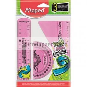 Vonalzókészlet, műanyag, törhetetlen, 3 darabos, MAPED "Twist`n Flex"