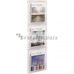 Prospektustartó, fali, A4, 3 rekeszes, HELIT "Placativ", átlátszó