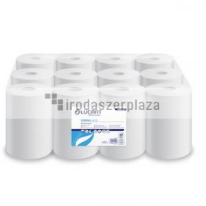 Törlőkendő, tekercses, belső adagolású, 2 rétegű, LUCART "Strong 14 CF", hófehér
