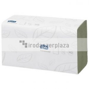 Kéztörlő, Z hajtás, 2 rétegű, 250 lap, H3 rendszer, Advanced, TORK "Singlefold", zöld