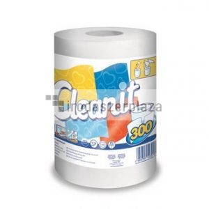 Törlőkendő, tekercses, univerzális, 2 rétegű, LUCART "CLEANIT 300", fehér