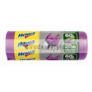 Szemeteszsák, köthető füles, 60 l, 20 db, HEWA
