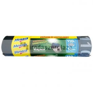 Szemeteszsák, önzáró szalagos, 110 l, 10 db, HEWA "Magnum"