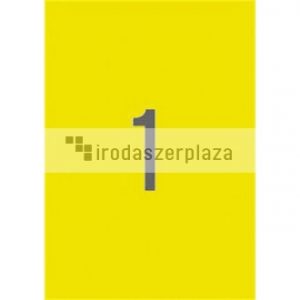 Etikett, 210x297 mm, színes, APLI, neon sárga, 100 etikett/csomag