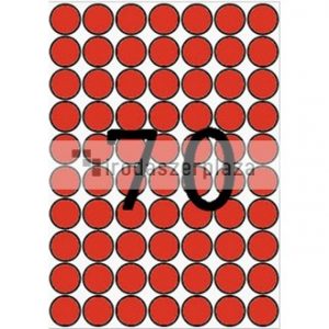 Etikett, 19 mm kör, színes, A5 hordozón, APLI, piros, 560 etikett/csomag