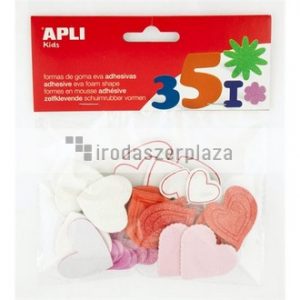 Moosgumi, öntapadó, szívek, APLI "Eva Sheets", vegyes színek