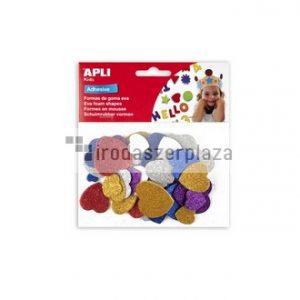 Moosgumi, öntapadó, glitteres, szívek, APLI "Eva Sheets", vegyes színek