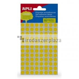 Etikett, 8 mm kör, kézzel írható, színes, APLI, sárga, 288 etikett/csomag