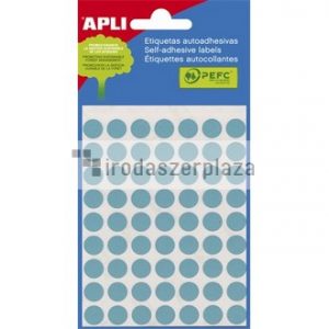 Etikett, 8 mm kör, kézzel írható, színes, APLI, kék, 288 etikett/csomag