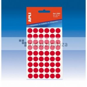 Etikett, 8 mm kör, kézzel írható, színes, APLI, piros, 288 etikett/csomag