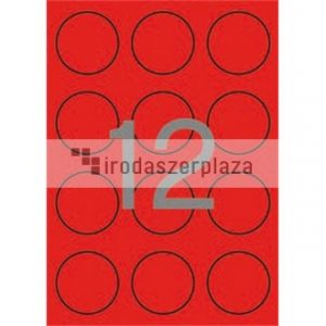 Etikett, 60 mm kör, színes, APLI, neon piros, 240 etikett/csomag