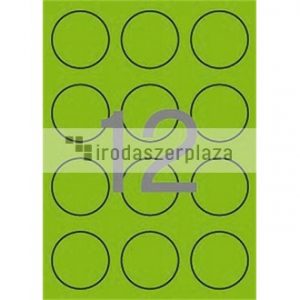 Etikett, 60 mm kör, színes, APLI, neon zöld, 240 etikett/csomag