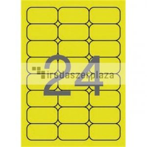 Etikett, 64x33,9 mm, színes, kerekített sarkú, APLI, neon sárga, 480 etikett/csomag