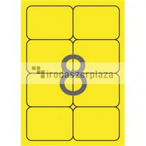 Etikett, 99,1x67,7 mm, színes, kerekített sarkú, APLI, neon sárga, 160 etikett/csomag