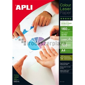 Fotópapír, lézer, A4, 160 g, fényes, kétoldalas, APLI "Premium Laser"