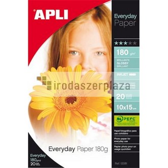 Fotópapír, tintasugaras, 10x15 cm, 180 g, fényes, APLI "Everyday"