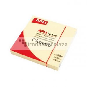Öntapadó jegyzettömb, 75x75 mm, 100 lap, APLI „Classic”, sárga