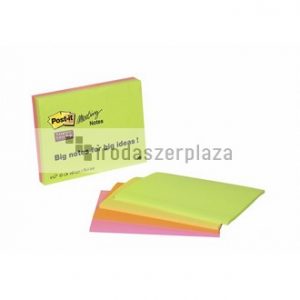 Öntapadó jegyzettömb, 152x101 mm, 4x45 lap, 3M POSTIT "Super Sticky", vegyes színek