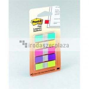 Jelölőcímke, műanyag, 5x20 lap, 12x43 mm, 3M POSTIT, vegyes