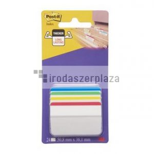 Jelölőcímke, műanyag, megerősített, döntött, 4x6 lap, 50,8x38,1 mm, 3M POSTIT, vegyes színek