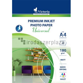 Fotópapír, tintasugaras, A4, 180 g, matt, VICTORIA PAPER "Universal"