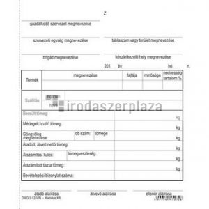 Nyomtatvány, termékkísérő jegyzék, 25x4, VICTORIA PAPER "DMG 3-12", 10 tömb/csomag