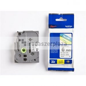 Feliratozógép szalag, 6 mm x 8 m, BROTHER, "TZe-211" fehér-fekete