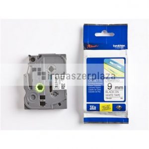 Feliratozógép szalag, 9 mm x 8 m, BROTHER,  "TZe-221" fehér-fekete