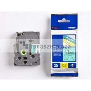 Feliratozógép szalag, 18 mm x 8 m, BROTHER, "TZe-741" zöld-fekete