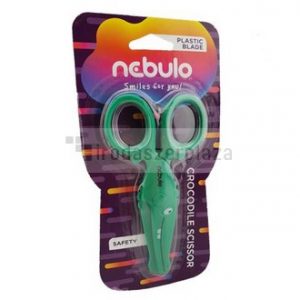 Olló, óvodai, 12 cm, műanyag penge, NEBULO, krokodil