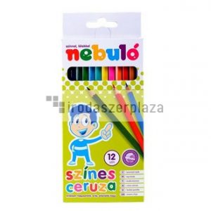 Színes ceruza készlet, hatszögletű,  NEBULO, 12 különböző szín