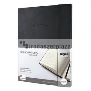 Jegyzetfüzet, exkluzív, A4+, kockás, 97 lap, mágneses záródású, keményfedeles, SIGEL "Conceptum", fekete