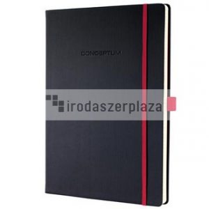 Jegyzetfüzet, exkluzív, A4, kockás, 97 lap, keményfedeles, SIGEL "Conceptum Red Edition", fekete-piros