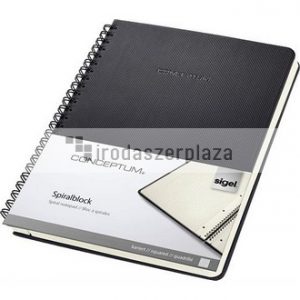 Spirálfüzet, exkluzív, A5, kockás, 80 lap, keményfedeles, SIGEL "Conceptum", fekete