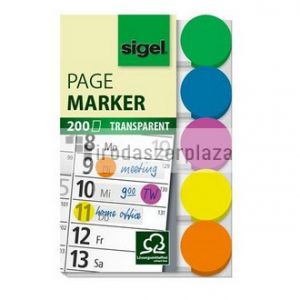 Jelölőcímke, műanyag, 5x40 lap, 50x12 mm, SIGEL, vegyes szín