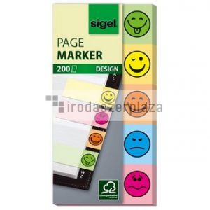 Jelölőcímke, papír, 5x40 lap, 20x50 mm, SIGEL "Smile", vegyes szín
