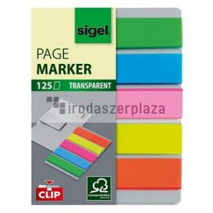 Jelölőcímke, műanyag, 5x25 lap, 12x50 mm, klippel, SIGEL "Clip", vegyes szín