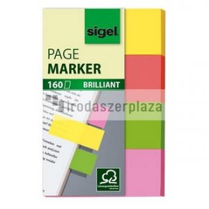 Jelölőcímke, papír, 4x40 lap, 20x50 mm, SIGEL "Brilliant", vegyes szín