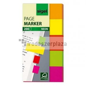 Jelölőcímke, papír, 5x40 lap, 20x50 mm, SIGEL "Neon", vegyes szín