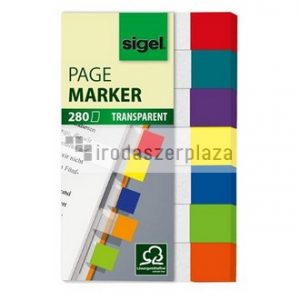 Jelölőcímke, műanyag, 7x40 lap, 12x50 mm, SIGEL "Clear Mini", vegyes szín