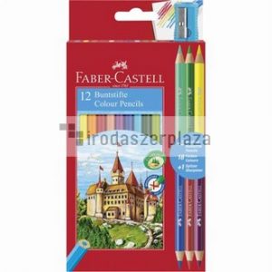 Színes ceruza készlet, hatszögletű, FABER-CASTELL, 12 különböző szín + 3 db bicolor ceruza