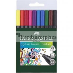 Tűfilc készlet, 0,4 mm, FABER-CASTELL "Grip", 10 különböző szín